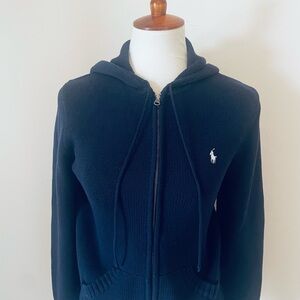 Ralph Lauren Navy Blue Zip-Up Cotton Hoodie